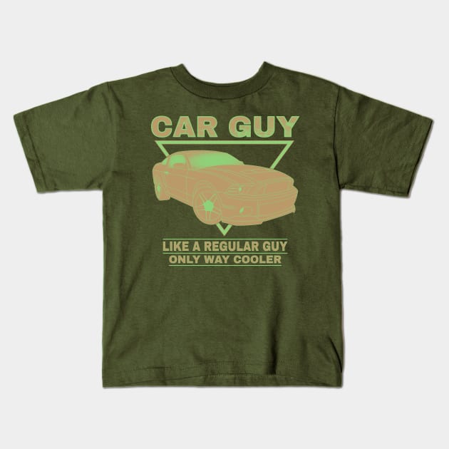 Car Guy Retro Styled Kids T-Shirt by SunGraphicsLab